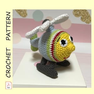 Helicopter Rattle Crochet Pattern Amigurumi tutorial PDF Download Organic stuff soft Airplane Plush cute toy Digital Download Nursery decor