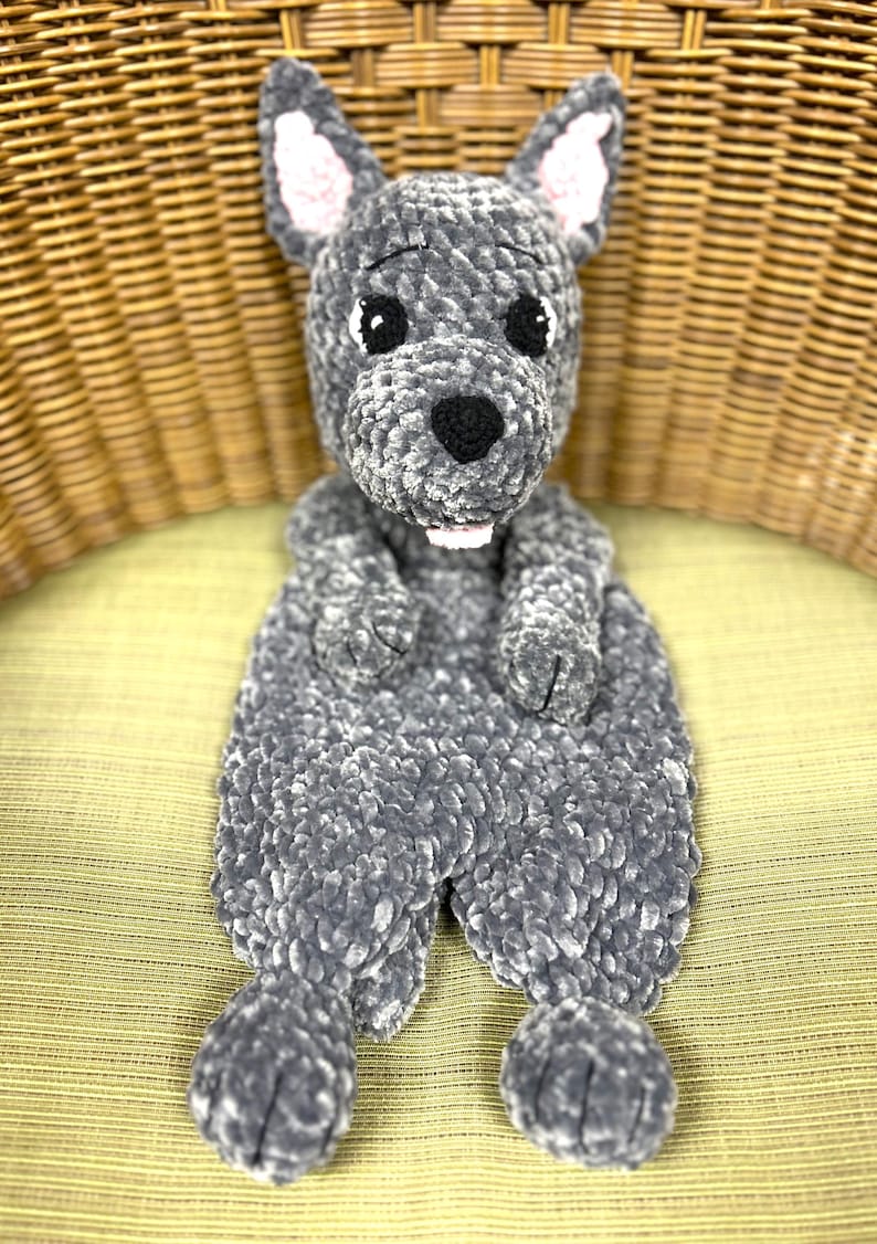 Custom Crochet Puppy Lovey Snuggler Woobie Blanket Animal Comforter Cuddle Toy Dog Soft Baby shower gift Kawaii baby Lovie Lab Made order image 5