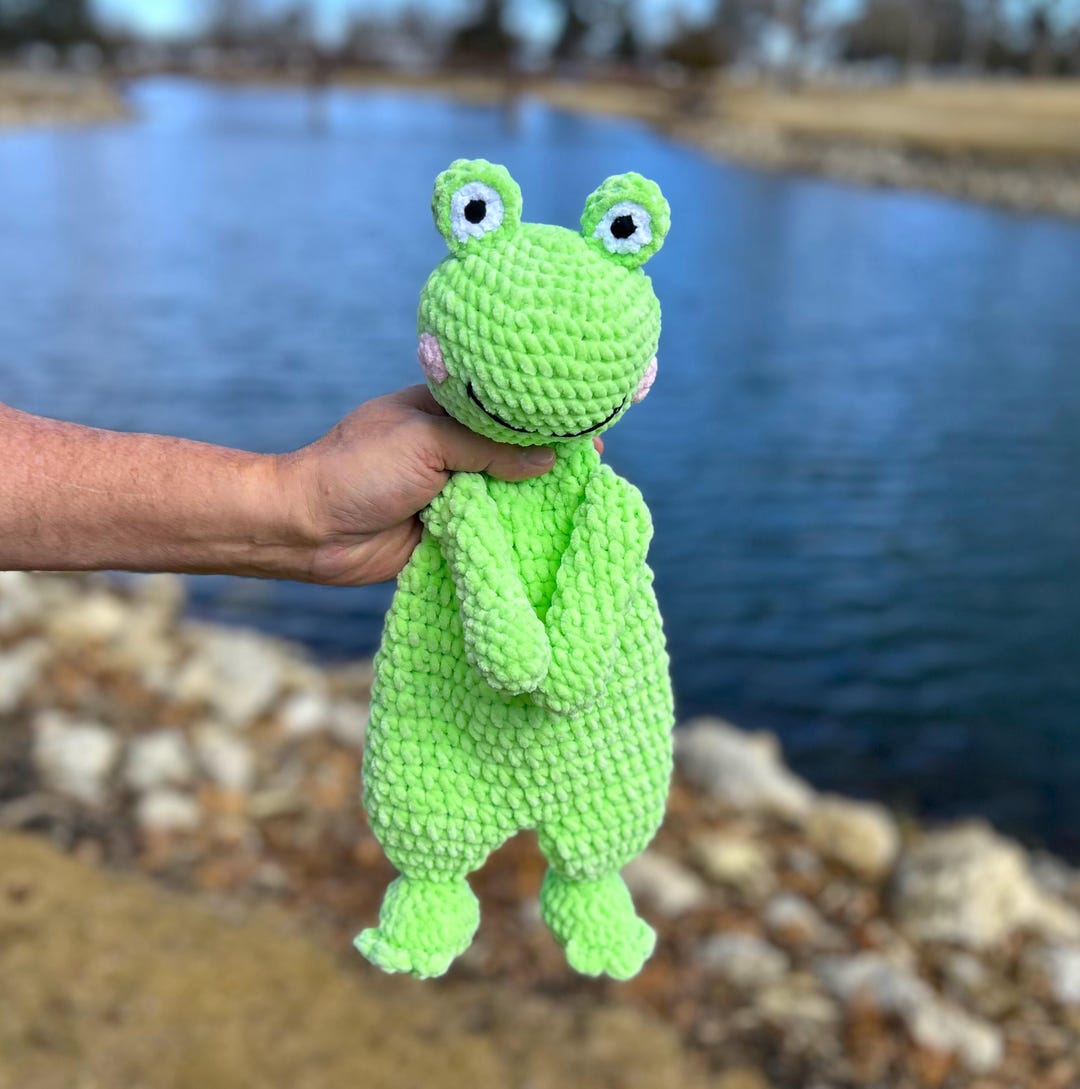 Cuddle Frog Frog Lovey Snuggler Large 17 Inch Crochet Stuffy Woobie Blanket Animal ...
