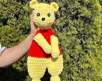 Crochet Bear Lovey Snuggler Baby Cute Woobie Blanket Plushie Animal Custom Comforter Cuddle Toy Made to Order Kitty Amigurumi Soft Baby Toy