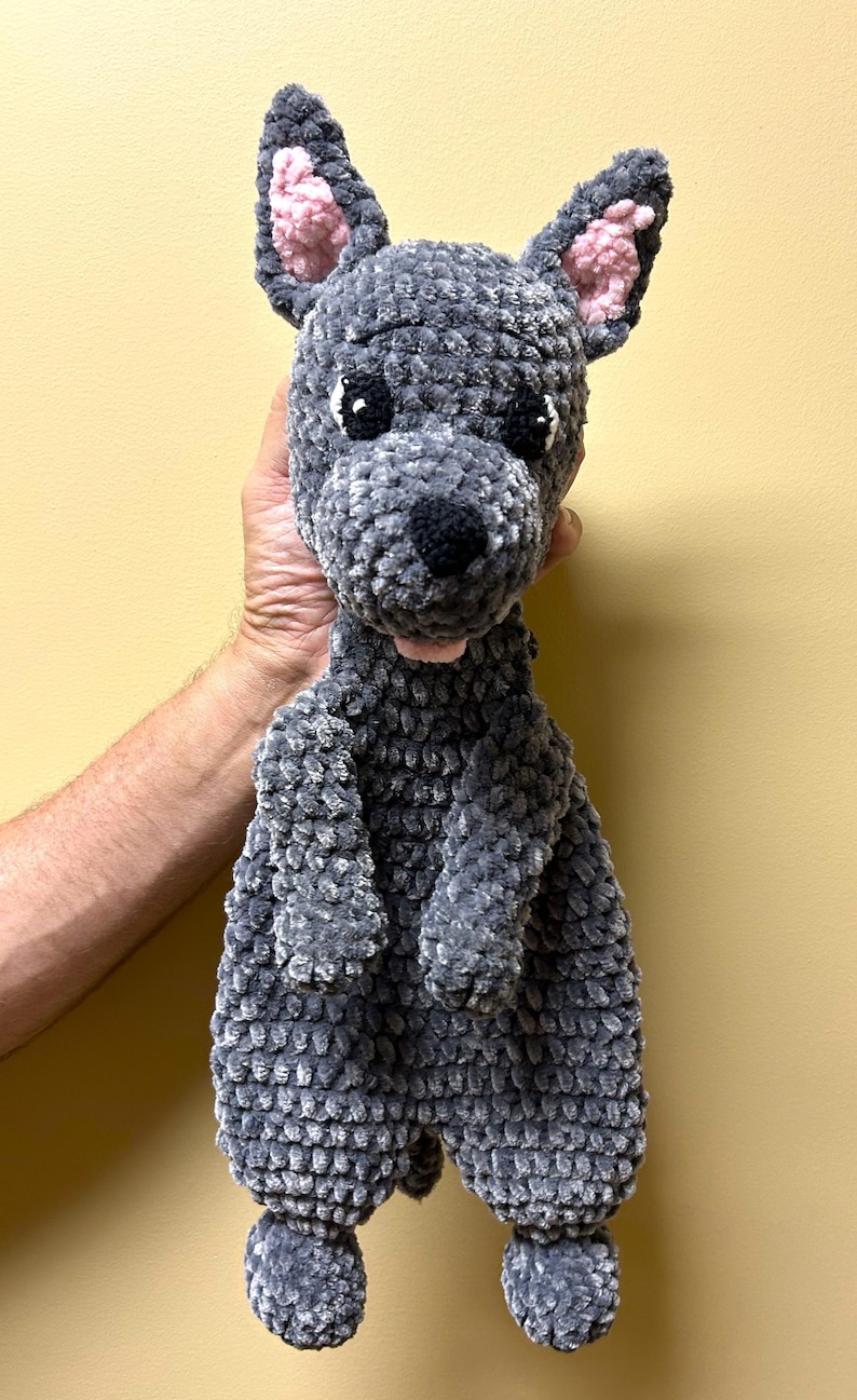 Custom Crochet Puppy Lovey Snuggler Woobie Blanket Animal Comforter Cuddle Toy Dog Soft Baby shower gift Kawaii baby Lovie Lab Made order image 4
