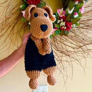 Custom Crochet Puppy Lovey Snuggler Woobie Blanket Animal Comforter Cuddle Toy Dog Soft Baby shower gift Kawaii baby Lovie Lab Made order image 10