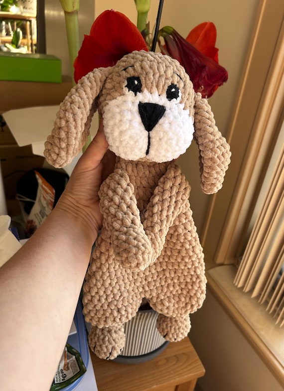 Custom Crochet Puppy Lovey Snuggler Woobie Blanket Animal Comforter Cuddle Toy Dog Soft  Baby shower gift Kawaii baby Lovie Lab Made order