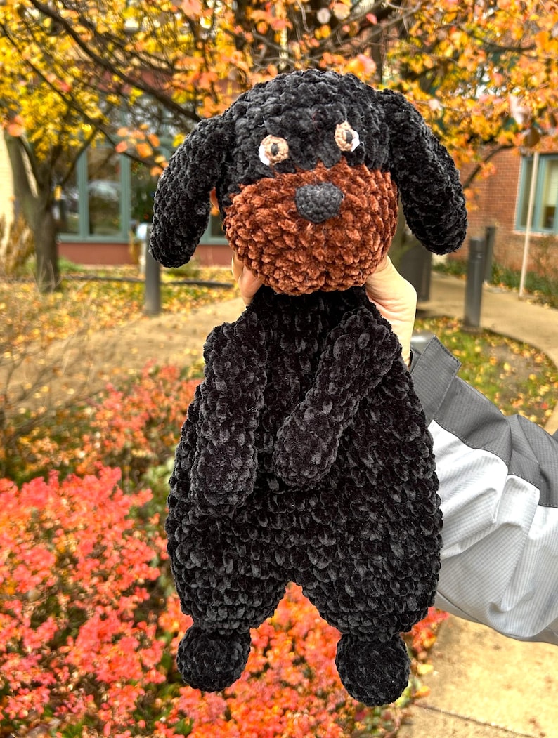 Custom Crochet Puppy Lovey Snuggler Woobie Blanket Animal Comforter Cuddle Toy Dog Soft Baby shower gift Kawaii baby Lovie Lab Made order image 8