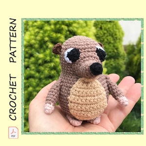 Modèle au crochet musaraigne moussue, tutoriel de bricolage en peluche inspiré des macareux, téléchargement PDF, cadeau numérique pour bébé, jouet des bois Amigurumi, ami des enfants