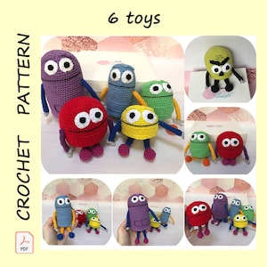 StoryBots inspired Crochet Pattern of 6 Toys Amigurumi Bright tutorial PDF Download Crocheted hero Robot toy Digital Download Custom toy