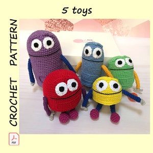 StoryBots Crocheted Inspired Pattern of 5 Toys Stuffed Amigurumi tutorial PDF Download Kawaii hero Robot toy Digital Download Custom toy