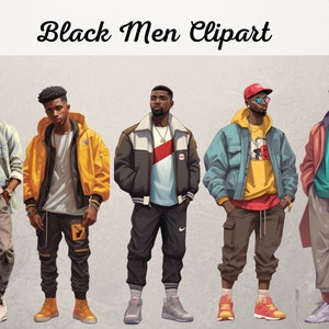 Handsome Black Men clipart, Vibes clipart fashion, Men of Color clipart, Planner Stickers, Black man, Boyfriend clipart , Instant download