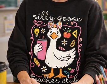 Klub Nauczycieli Silly Goose PNG, projekt koszulki z okazji powrotu do szkoły (pobranie cyfrowe)