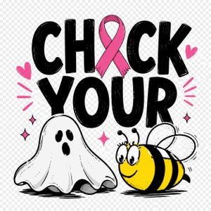 Check Your Boo Bees Ghost and Bee PNG for Breast Cancer Awareness