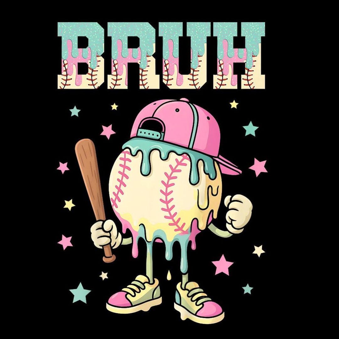 Baseball Drip PNG, Funny Bruh Baseball Cartoon Digital Download, Ice ...