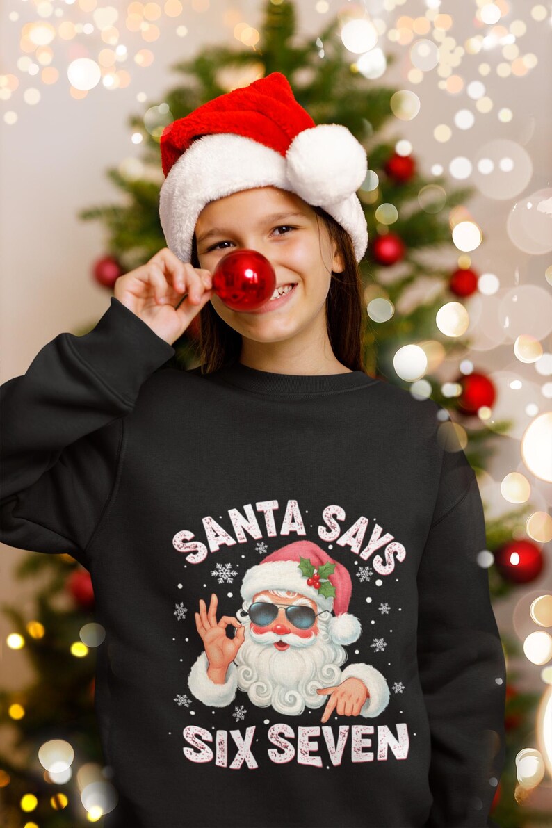 Imagen PNG de Santa Says Six Seven, meme navideño divertido, diseño de ...