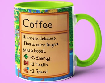 Stardew Valley Coffee Mug, Cute Coffee Cup Gift For Stardew Valley Lover, Stardew Valley Mug Gift For Her, Stardew Valley Coffee Stats Mug