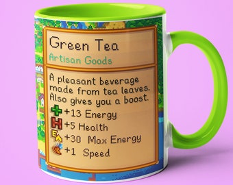 Stardew Valley Green Tea Mug, Green Tea Card Coffee Mug Gift For Stardew Valley Player, Valley Tea Mug,