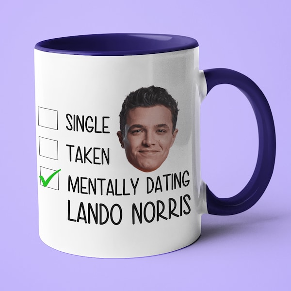 Single Taken Mental Dating Lando Norris Becher, Lustiges Geschenk für Lando Norris Fan, F1 Fanbecher Geschenk, Formel 1 Geschenk