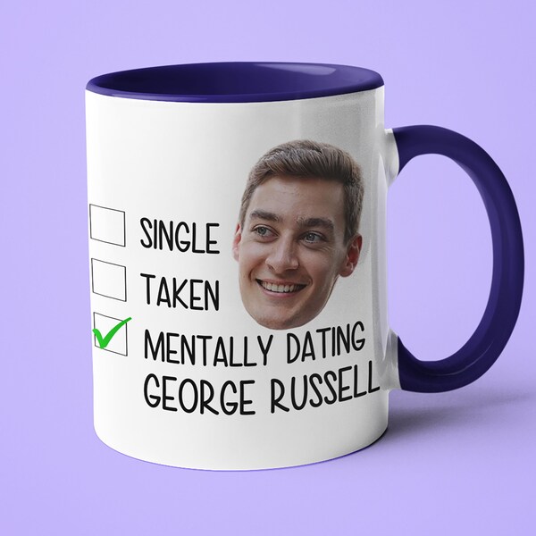 Single Taken Mentally Dating George Russell Becher, lustiges Geschenk für George Russell Fan, F1 Fan Becher Geschenk, Formel 1 Geschenk