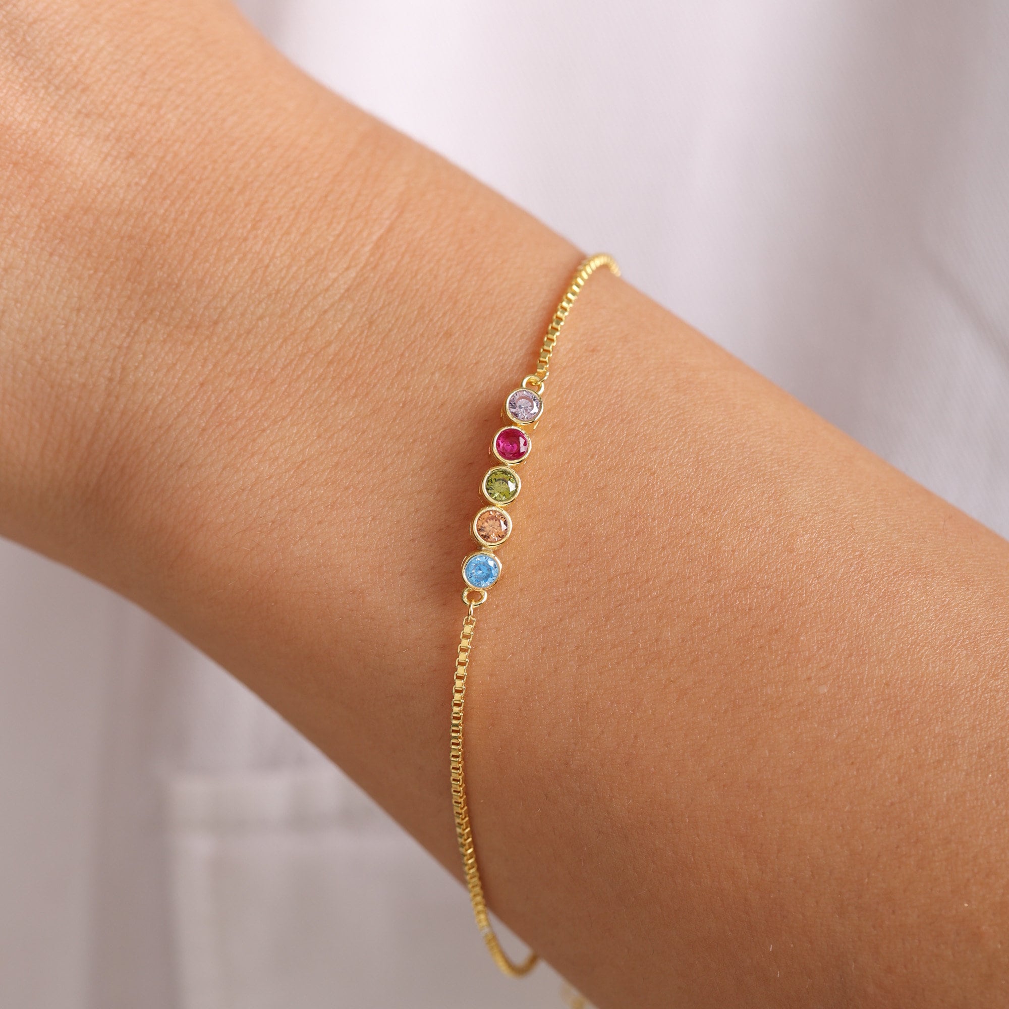 ❤ともちゃんさま❤2025年Bracelet❤❤ Birthstone Bracelet for Mom, Family Birthstone Bracelet With Box
