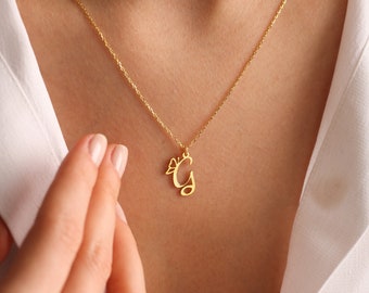 14k Gold Initial Necklace With Butterfly, Initial Necklace, Butterfly necklace, Personalized Necklace, Letter Necklace, Christmas gift
