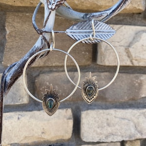 Labradorite Hoops 10 gauge or larger