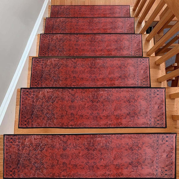 Vintage Stair Rug, Stair Runner Rug, Stair Treads Carpet, Washable Carpet, Stair Rug, Non Slip Stair Treads, Step Rug