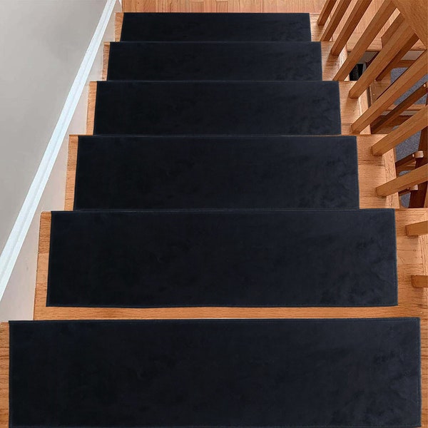 Black Stair Rug, Stair Treads Rug, Black Runner Rug, Stair Runner Tread, Washable Stair Rug, Carpet Stair Treads, Stair Tread Mat