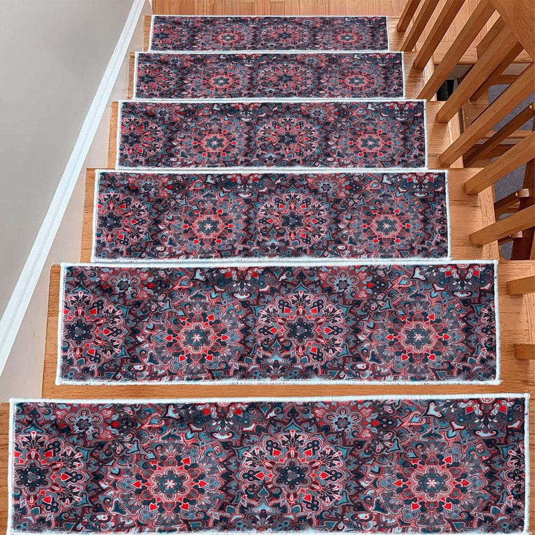 Floral Design Stair Rug, Stair Runner Carpet, Stair Treads Rug, Stair