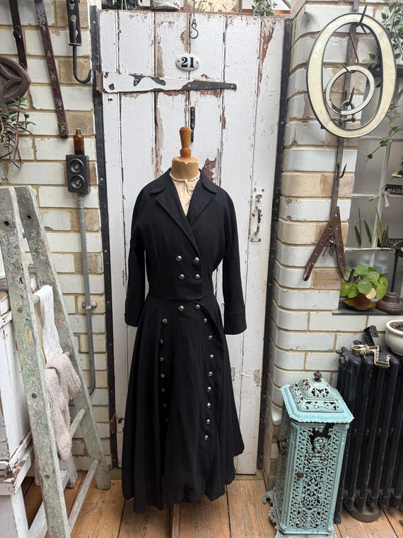 Antique Handmade Long Black Wool Riding Coat Size S - Etsy