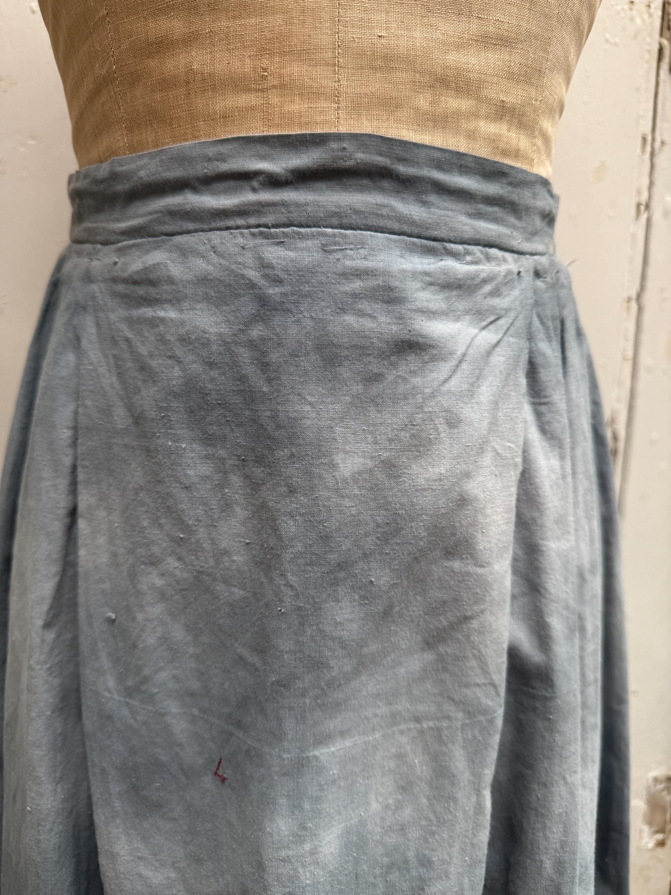 Antique French Blue Grey Cotton Skirt With Number 4 Size S - Etsy