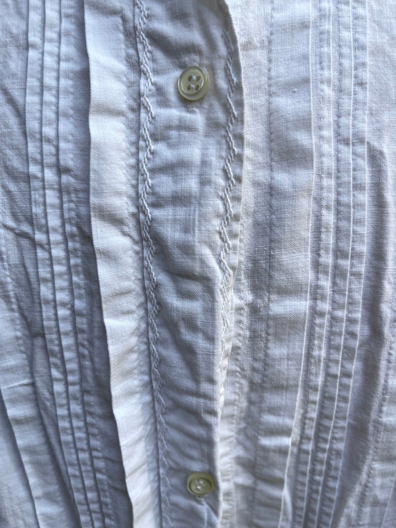 Antique French white cotton blouse size L - image 4