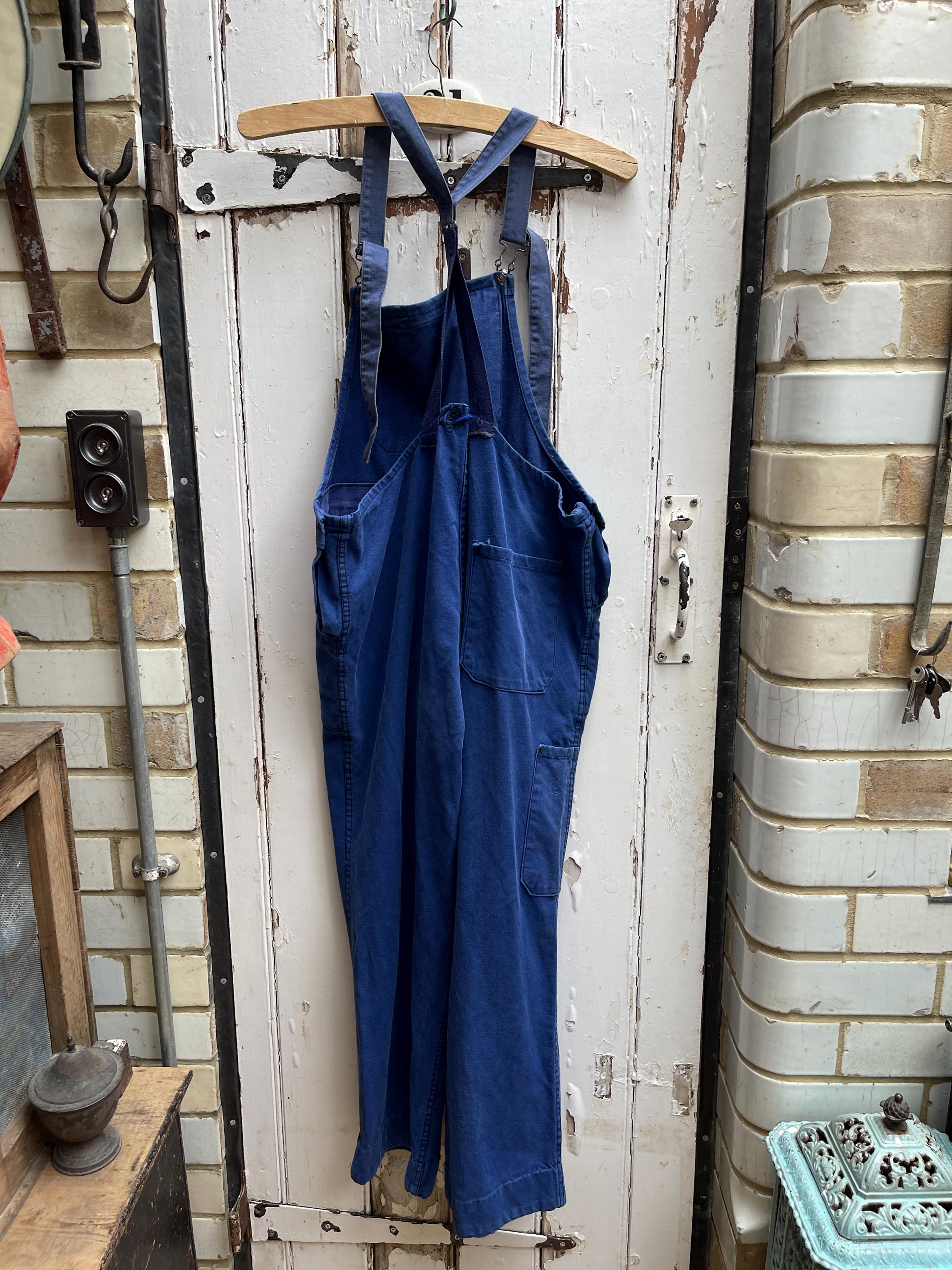 Vintage French Blue Cotton Dungarees Workwear Overalls Size M - Etsy