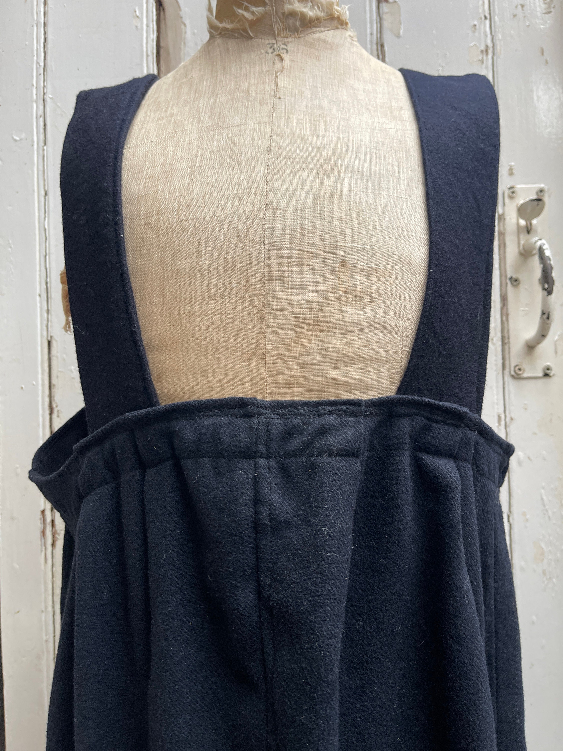 Orphan Apron Antique/vintage Dutch Handmade Long Navy Blue Wool Pinafore Dress ...
