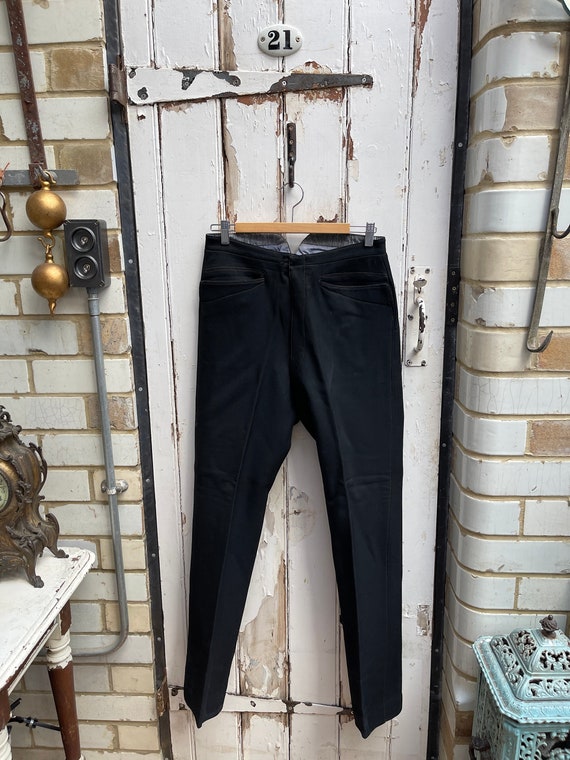 Antique French handmade black wool trousers size S