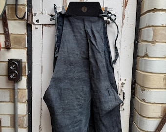 Antique Japanese traditional Samurai costume indigo blue hemp trousers hakama
