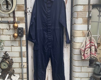 Vintage British Dark Blue Cotton Overalls - Size M/L