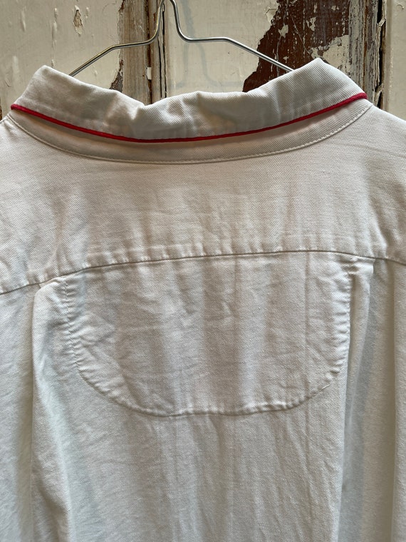 Antique French white warm cotton long shirt night… - image 6