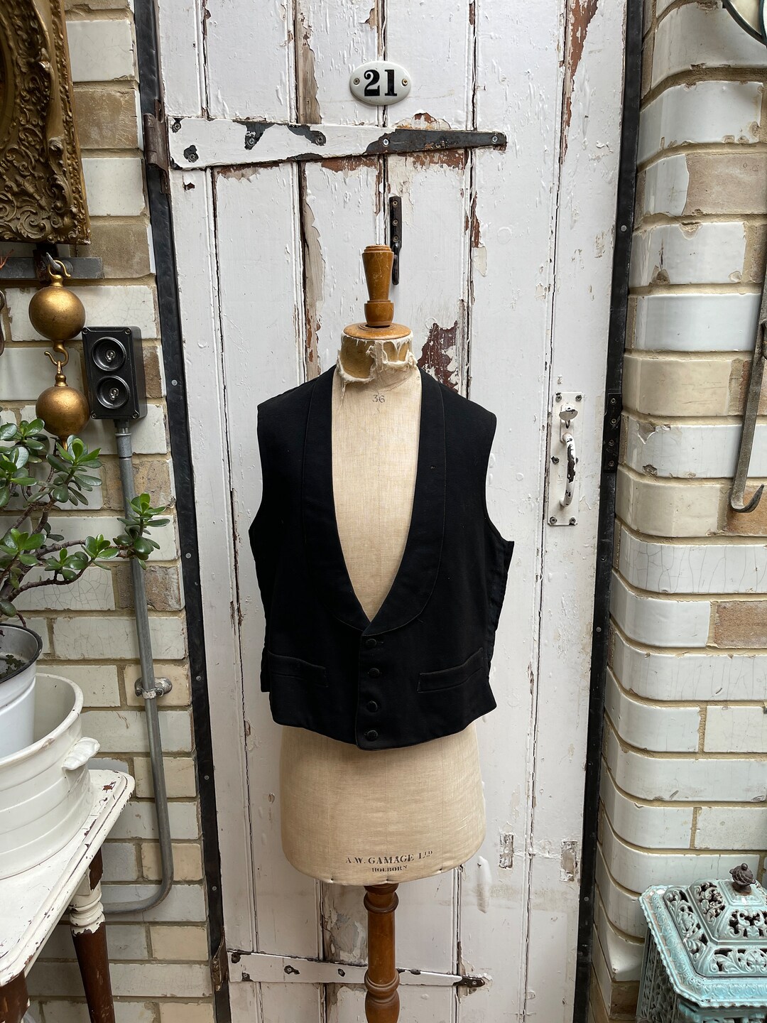 Vintage Striped V-Neck Pure Wool Knitted Waistcoat