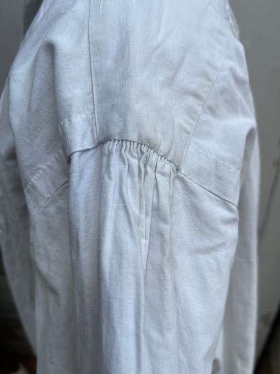 Antique French white cotton shirt chemise initial… - image 5