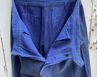 Antique Vintage French Le Pigeon Voyageur Blue Cotton Workwear