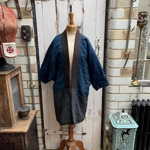 Antique Japanese indigo blue linen kimono jacket size S/M