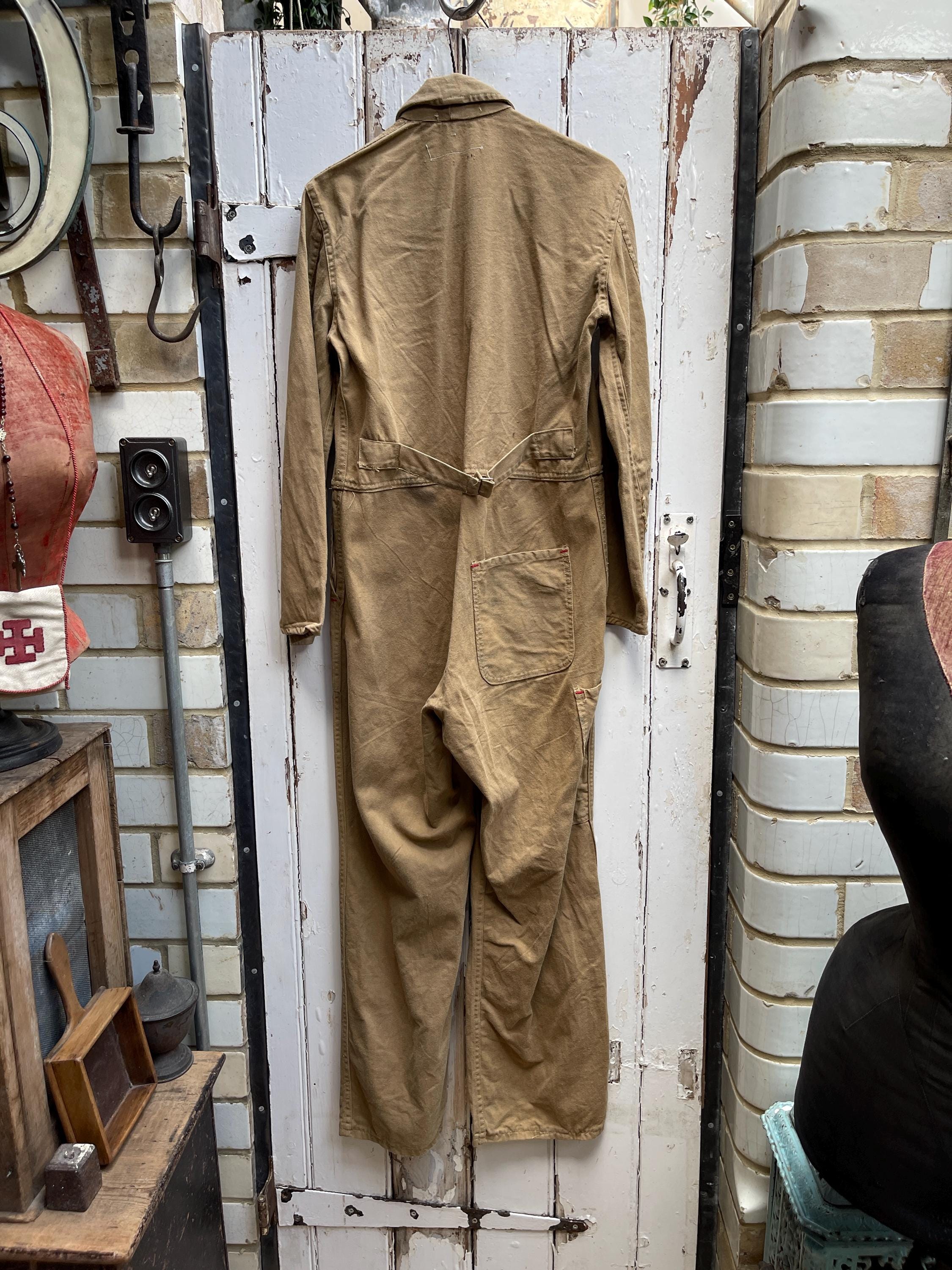 60〜70s work boiler suit つなぎ　古着　ビンテージ Vintage Lawtex Irish Cotton Boiler Suit Overalls: Brown Workwear
