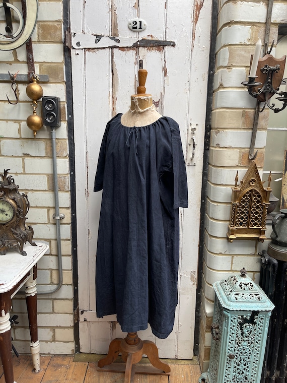 Antique French Dark Inky Navy Blue Linen Dress Size S/M - Etsy 