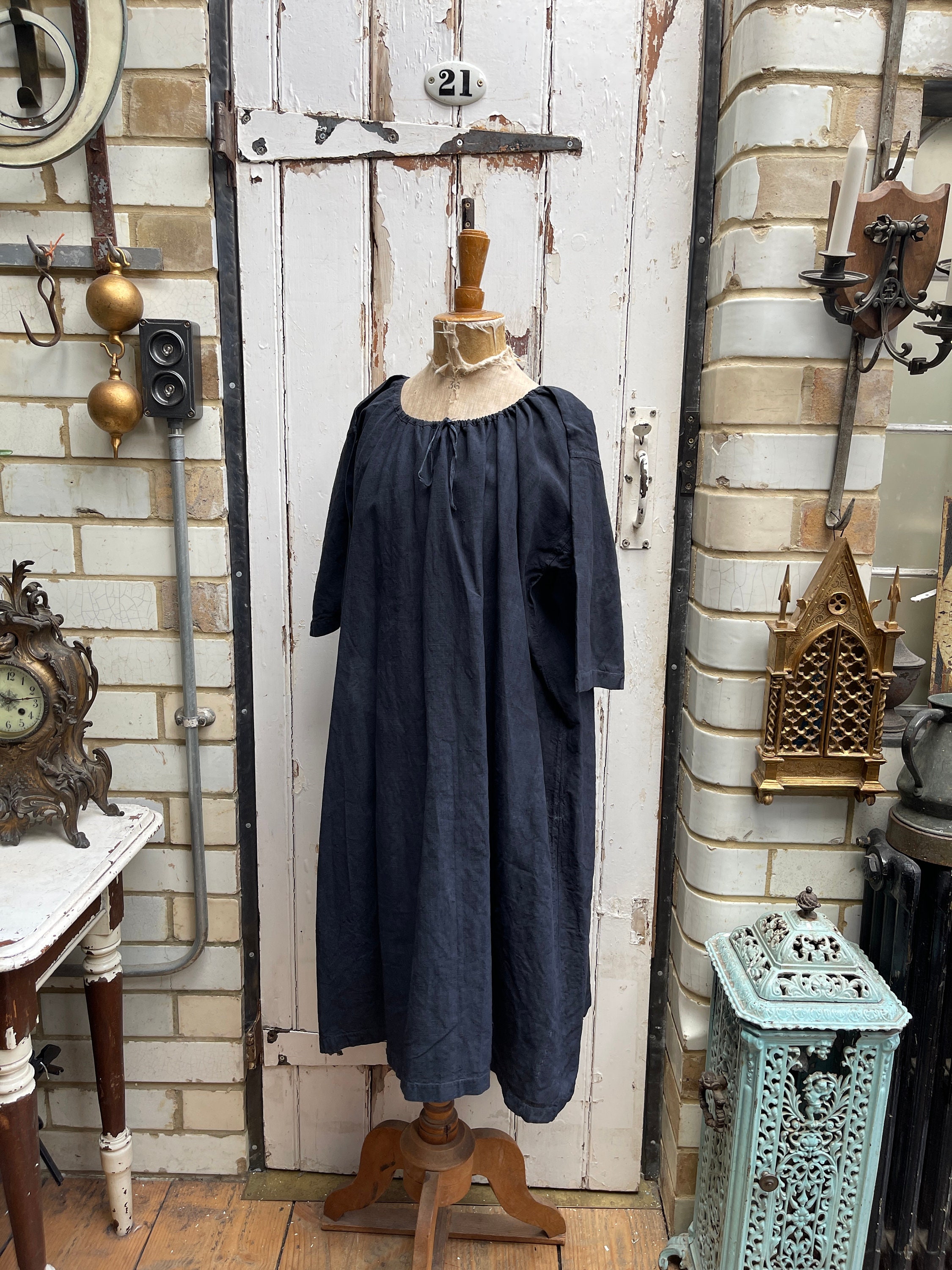 Antique French Dark Inky Navy Blue Linen Dress Size S/M - Etsy 