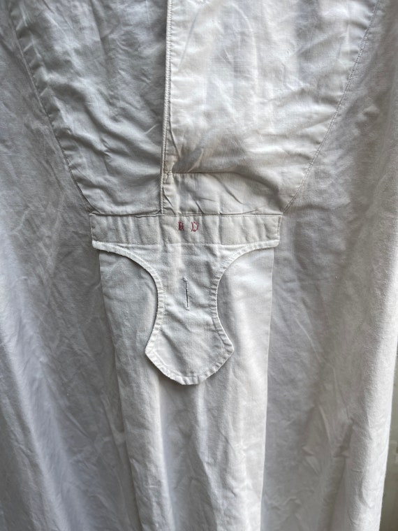 Antique French white cotton shirt chemise initial… - image 3