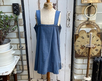 Antique French blue cotton shift dress size S/M