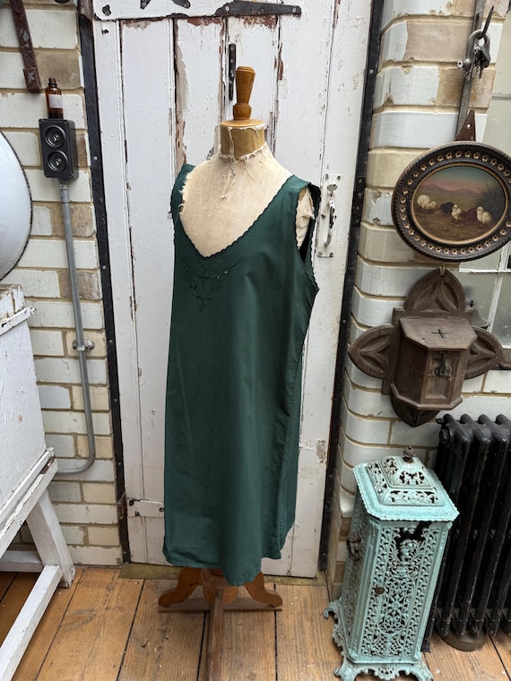 Antique French Green Cotton Shift Dress With Embroidery and Cut Out Detail  Size M - Etsy Israel