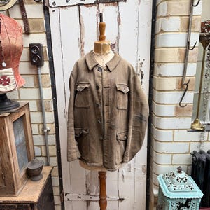 Antique vintage French Unic brown chasse hunting jacket size M