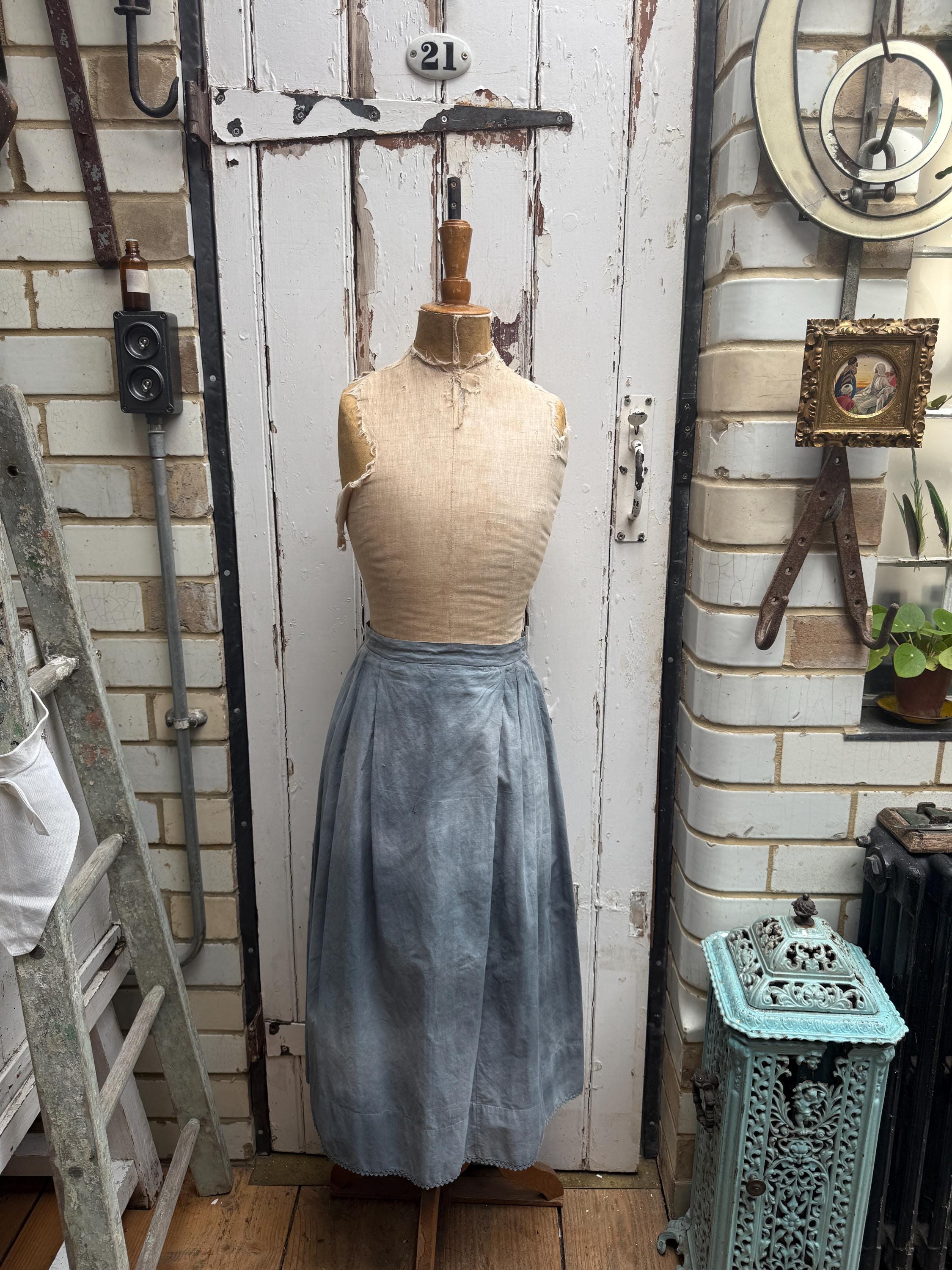 Antique French Blue Grey Cotton Skirt With Number 4 Size S - Etsy