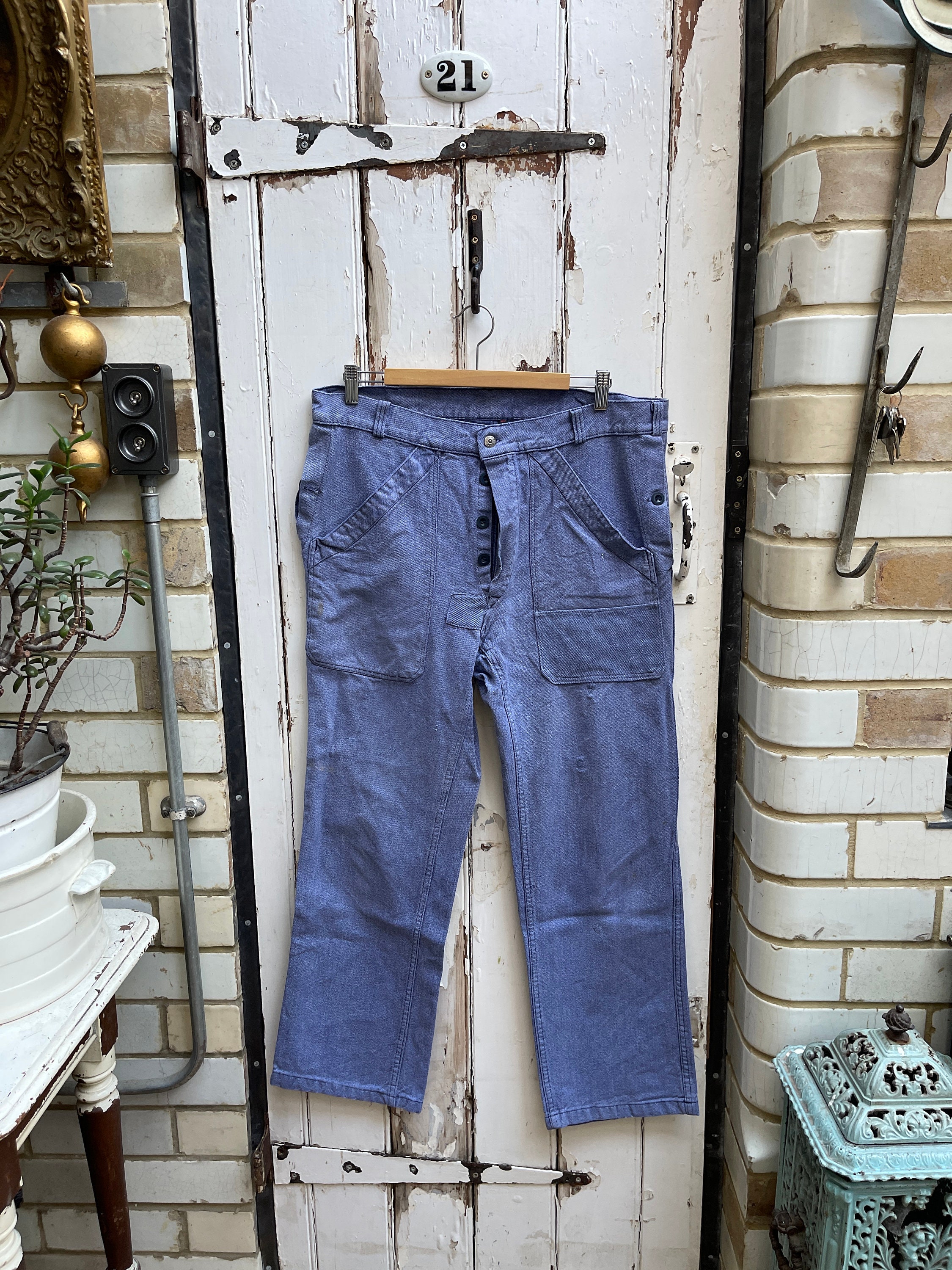 Vintage Spilag Mens Workwear Blue Cotton Trousers Size 50 M - Etsy