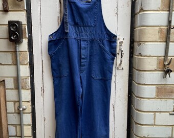 Vintage French Blue Cotton Dungarees Workwear Overalls Size M - Etsy