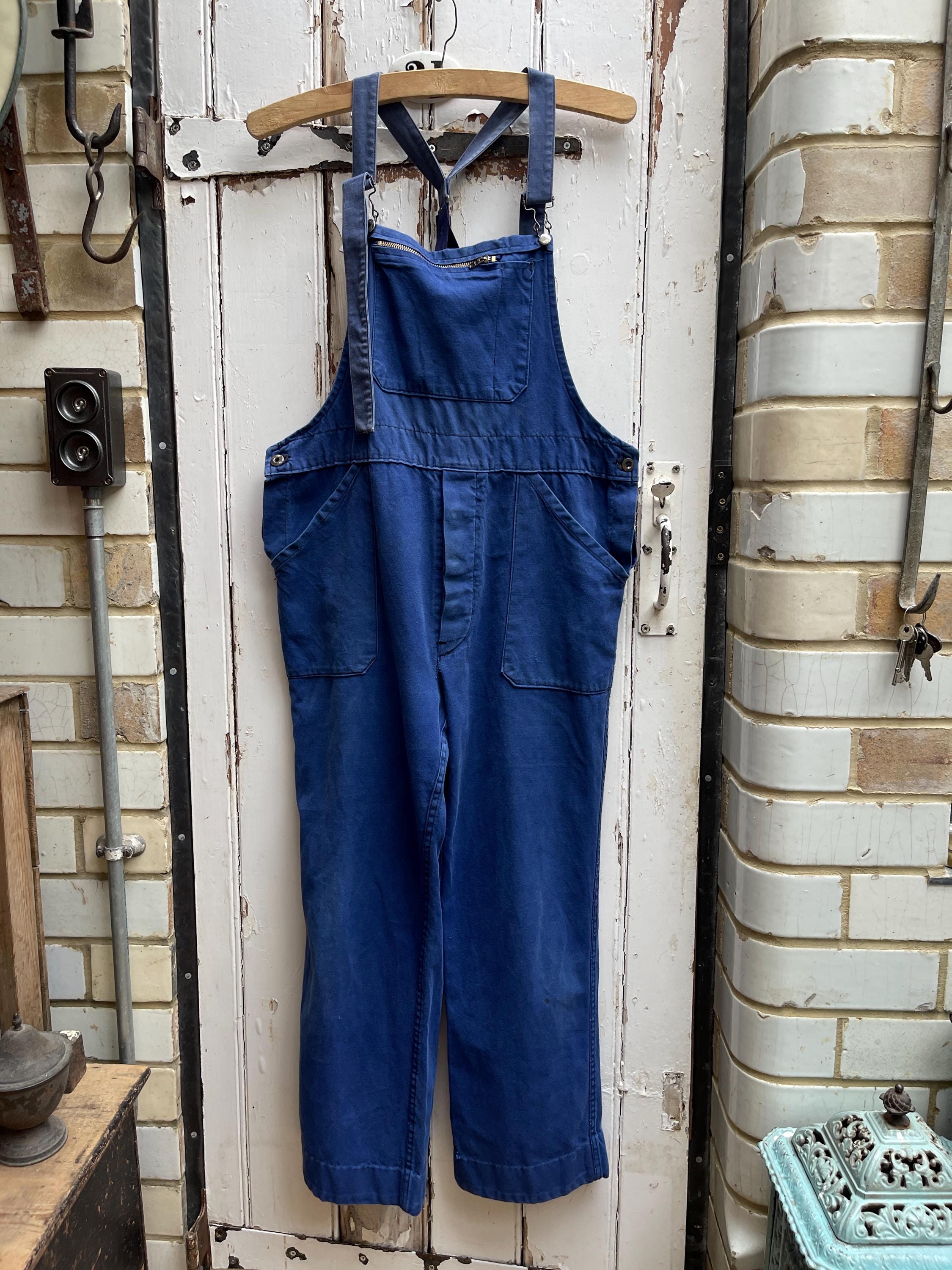 BLUE BLUE カーキ オーバーオール Vintage French Blue Cotton Dungarees Workwear Overalls Size M - Etsy